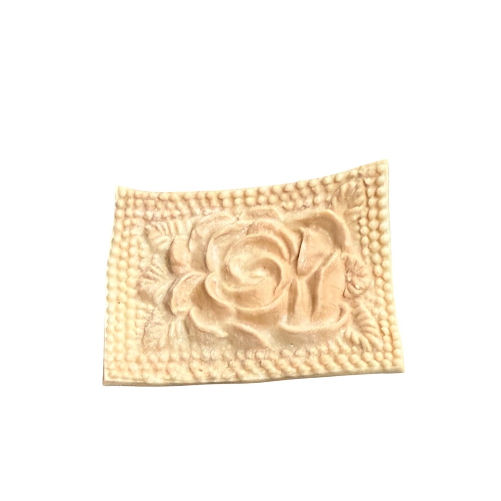 Vintage Carved Celluloid Rose Brooch Cream Early Plastic Floral Pin C-Clasp